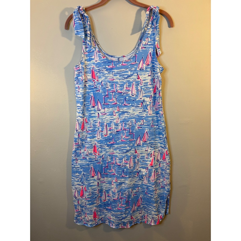 Lilly Pulitzer Rivers Tank Dress Boatylicious Blue‎ Sailboats S Beach